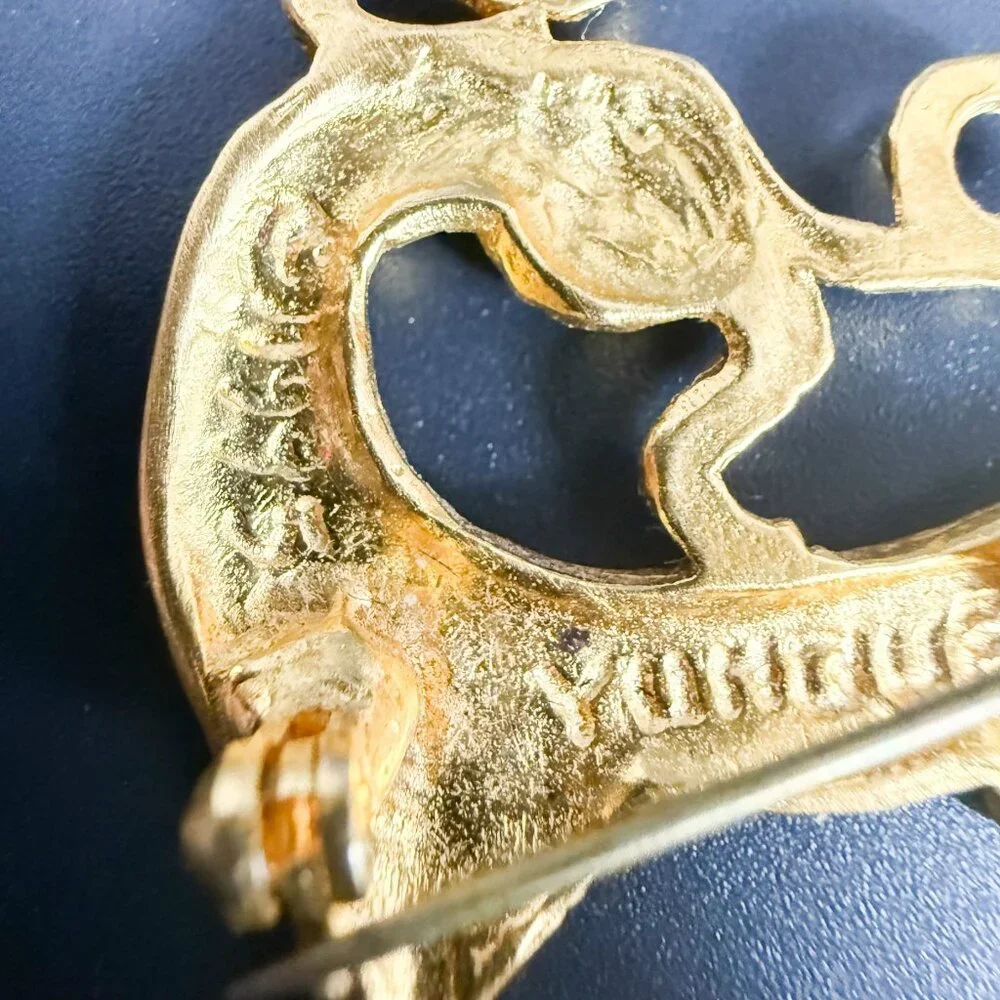Peggy Yunque 1995 Gold Tone Tribal Scythian Animal Style Deer Stag Brooch